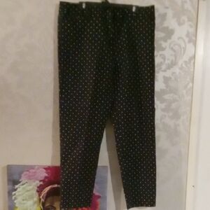 Liz Claiborne Black Leggings with White Dots